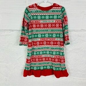 Jammies for Families red & green fleece fair aisle, Christmas Festive Pajama 4T
